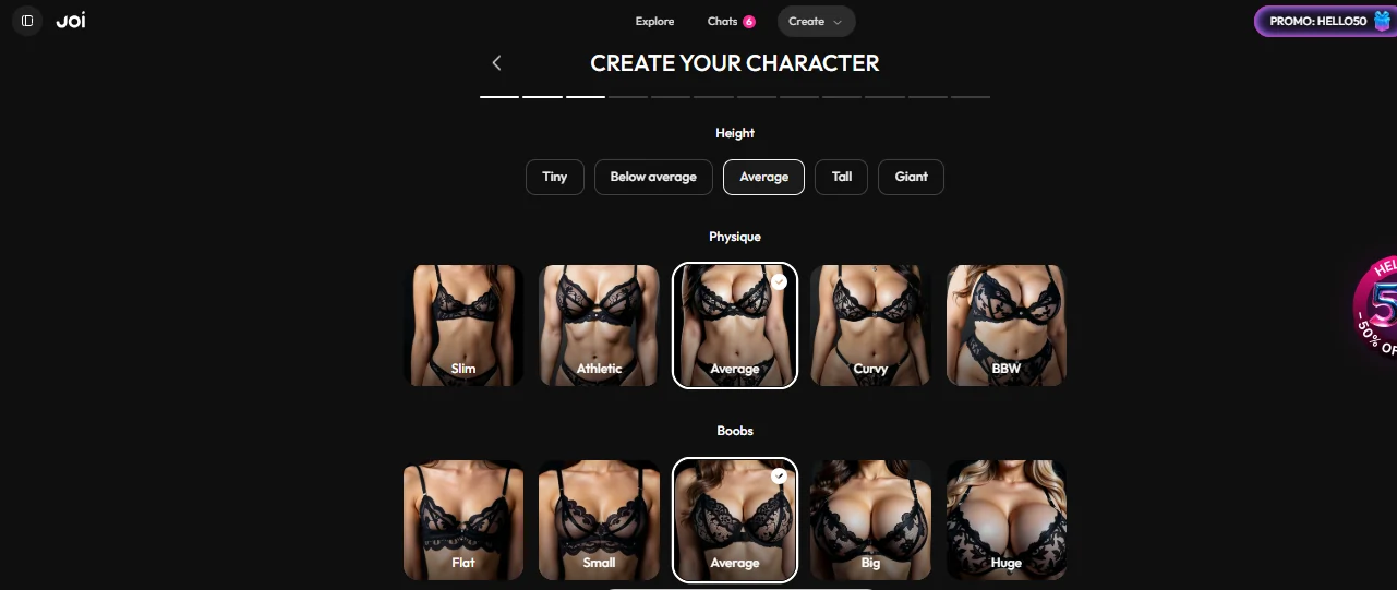 Joi AI Character Customisation